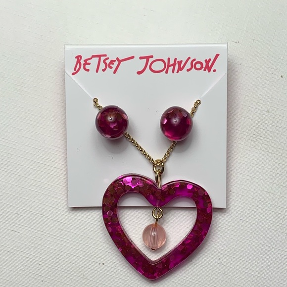 Betsey Johnson Jewelry - Valentine Betsey Johnson Earrings and Necklace